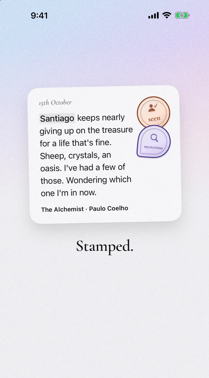 A thought about The Alchemist stamped seen and mysterious